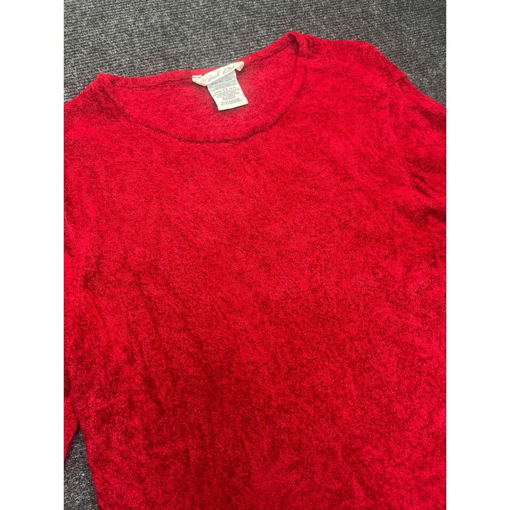Derek Heart Knit Top Women XL Red Long Sleeve Textured Soft Grunge 90s Indie Y2K